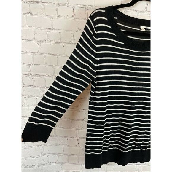 HALOGEN Nordstrom set of 2 violet white black striped front knot pullover top M - Picture 10 of 12